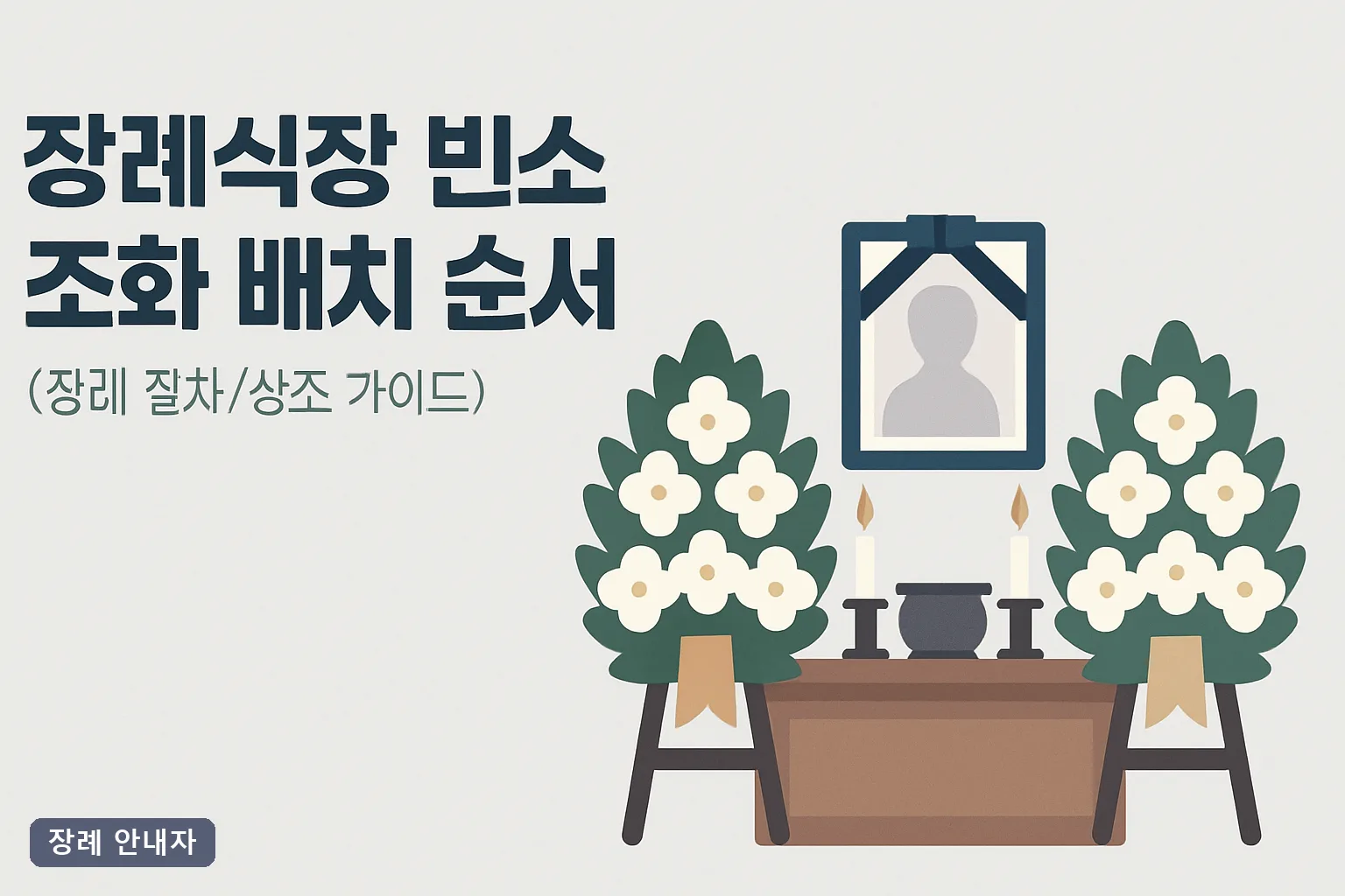 장례식장 빈소 조화 배치 순서 2026 총정리｜좌우 우선순위·리본 위치·추가 조화 처리법